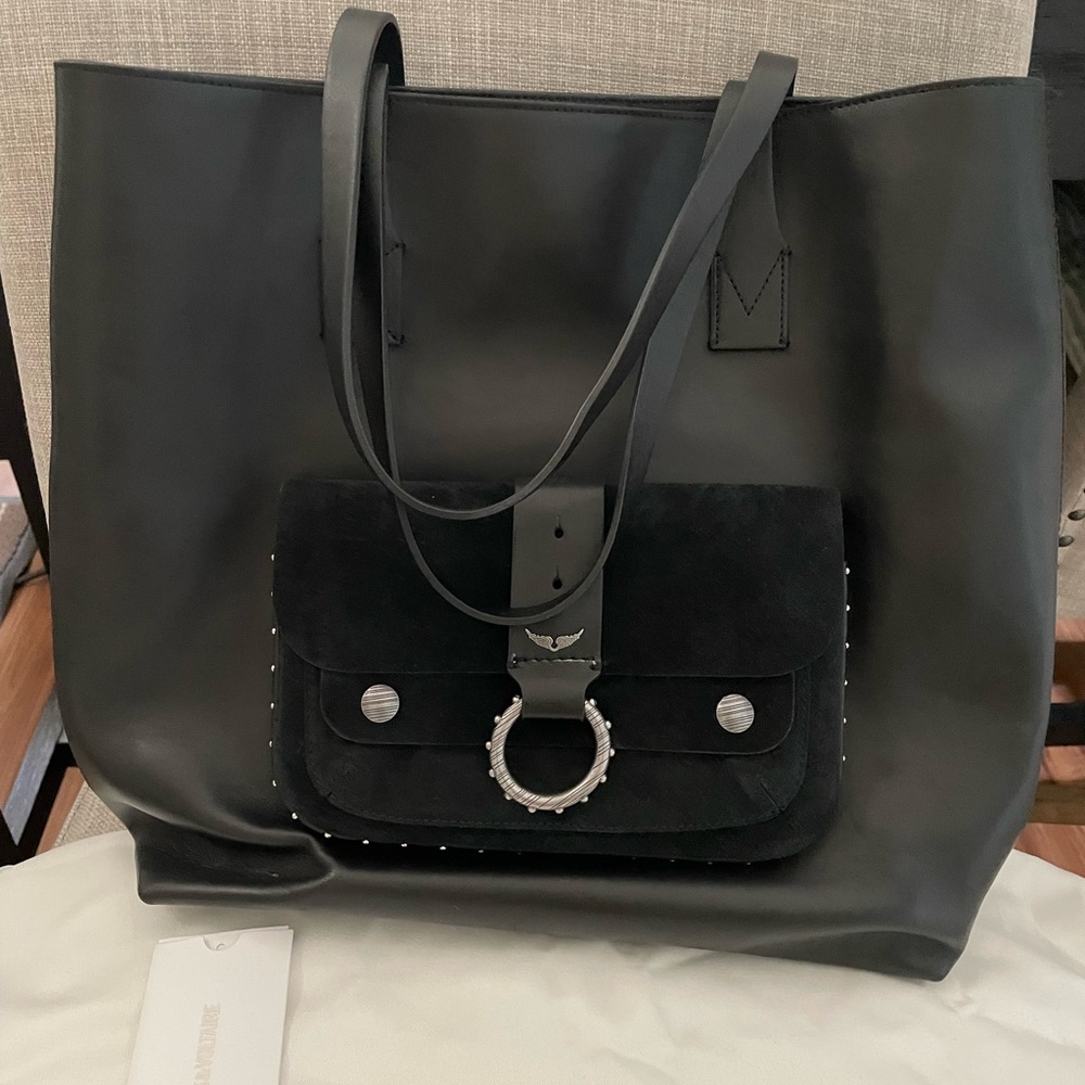 Zadig & Voltaire Black Pebbled Leather Tote